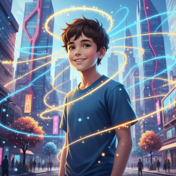 jeune-gar-on-heureux-dans-une-ville-futuriste